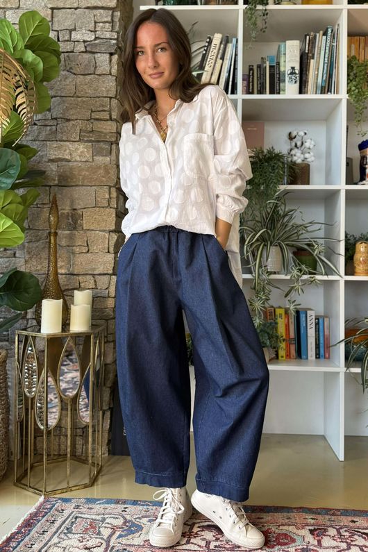 Juno Soft Stretch Pleat Barrel Jean Dark /12=